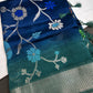 Oraganza Tissue Jamdani Weaving Blue Green Saree - 