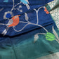 Oraganza Tissue Jamdani Weaving Blue Green Saree - 