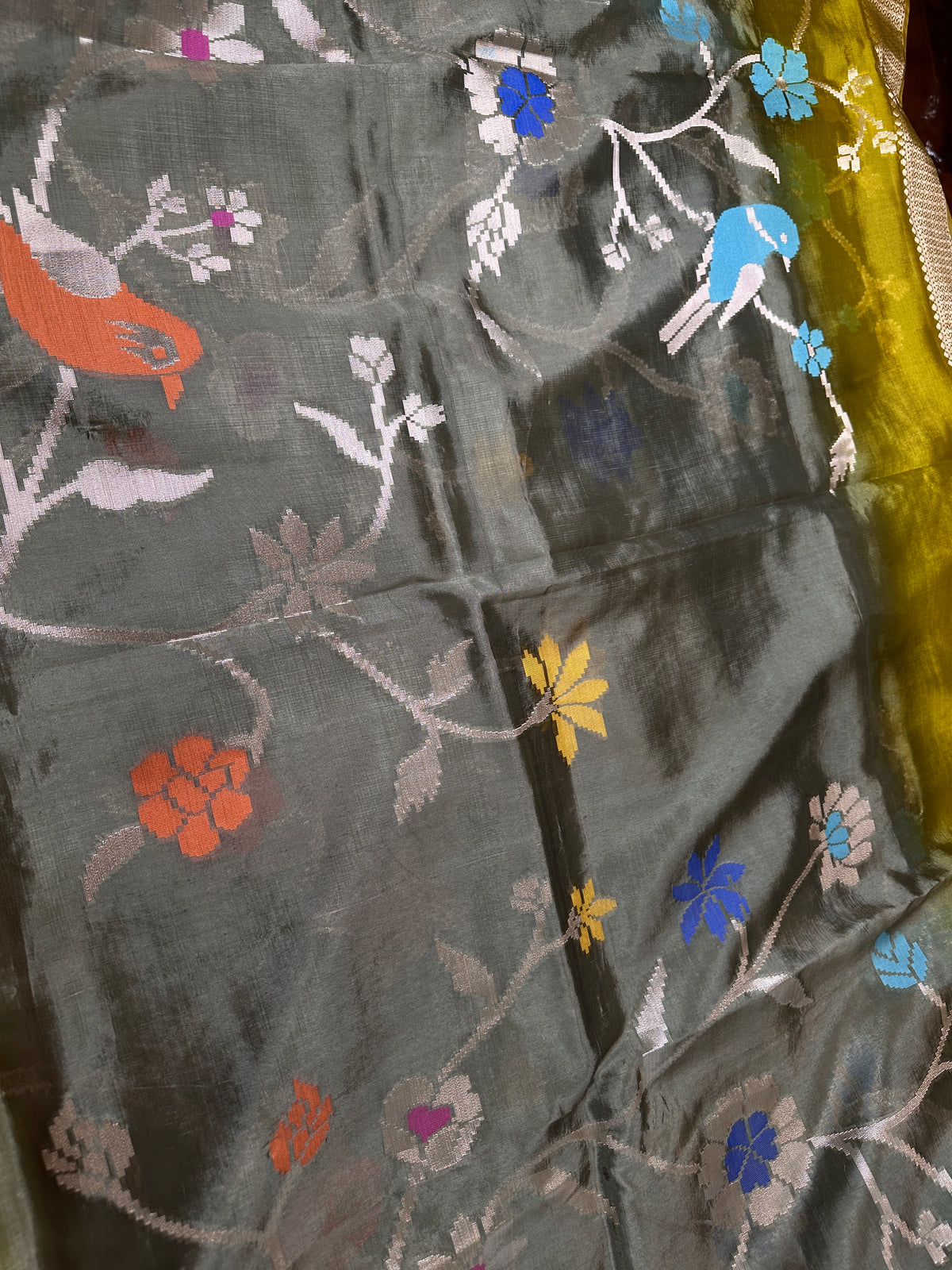 Oraganza Tissue Jamdani Weaving Green Saree - 