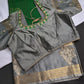 Green Grey Semi Dharmavaram Silk  Saree - 