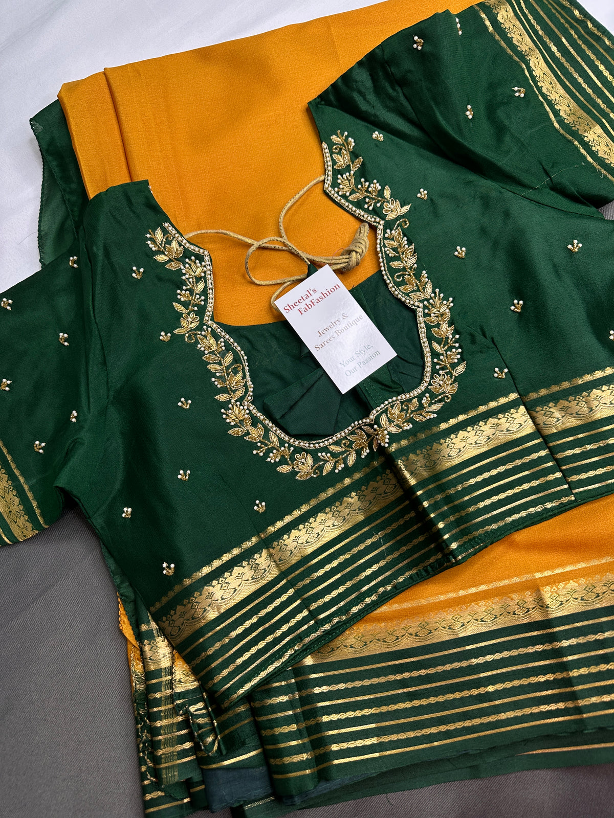 Yellow Green Pure Mysore Silk Light Weight Saree - 