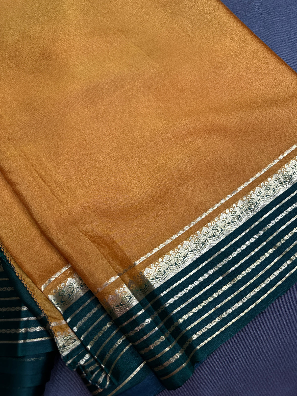Yellow Green Pure Mysore Silk Light Weight Saree - 