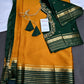 Yellow Green Pure Mysore Silk Light Weight Saree - 