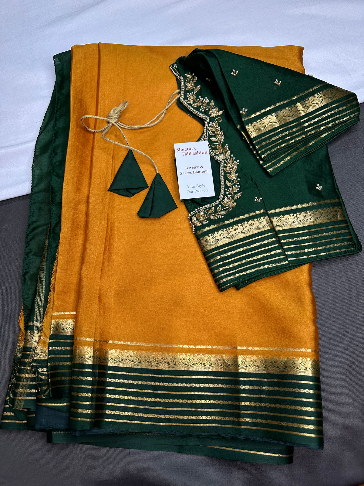Yellow Green Pure Mysore Silk Light Weight Saree - 
