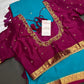 Blue Pink Pure Mysore Silk Light Weight Saree - 