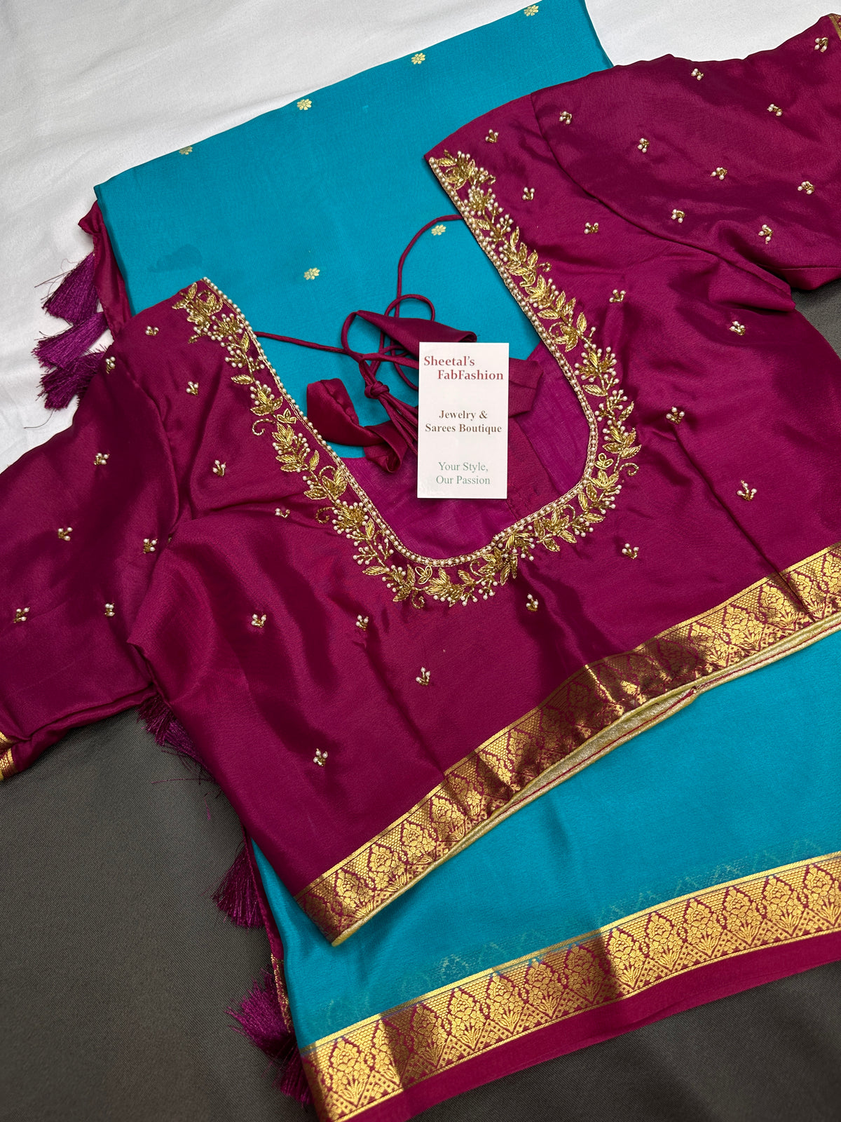 Blue Pink Pure Mysore Silk Light Weight Saree - 