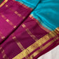 Blue Pink Pure Mysore Silk Light Weight Saree - 