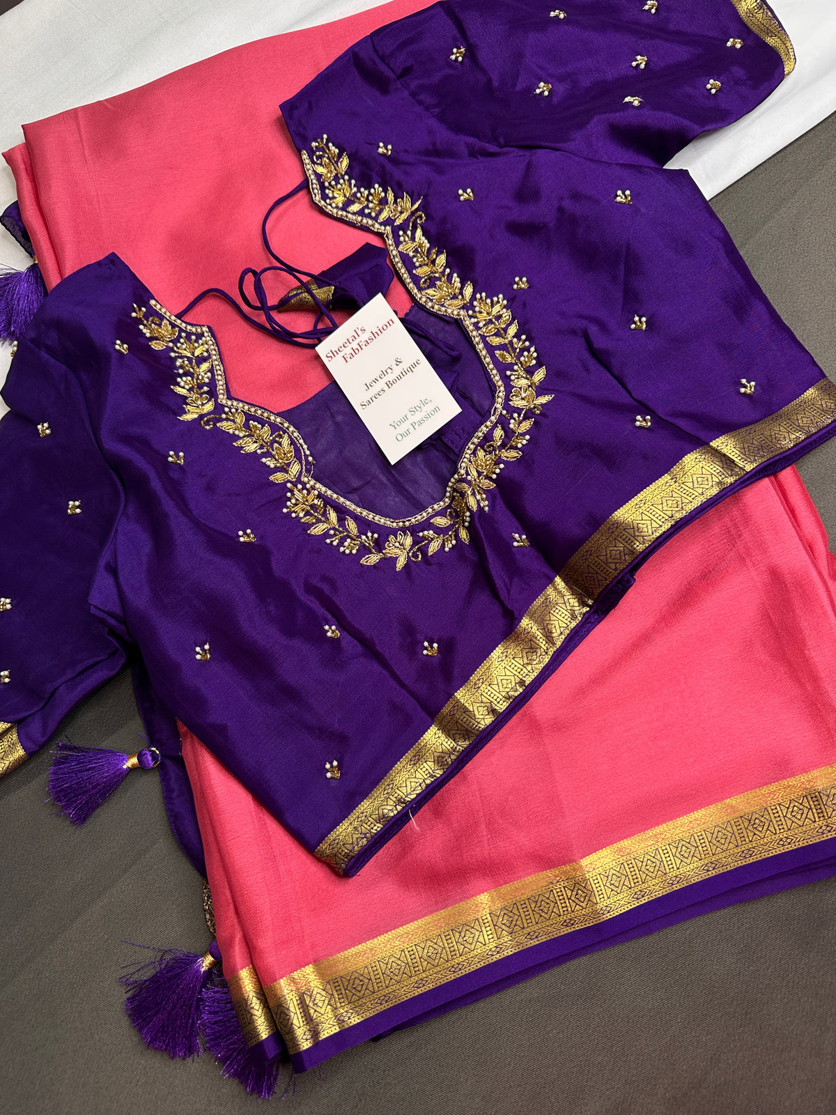 Pink Purple Pure Mysore Silk Light Weight Saree - 
