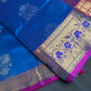 Pure Mangalgiri Blue Pink Saree - 