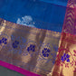 Pure Mangalgiri Blue Pink Saree - 