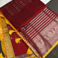 Pure Mangalgiri Red Yellow Saree with Stitched Blouse - SR001074