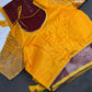 Pure Mangalgiri Red Yellow Saree with Stitched Blouse - SR001074