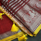 Pure Mangalgiri Red Yellow Saree with Stitched Blouse - SR001074
