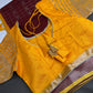 Pure Mangalgiri Red Yellow Saree with Stitched Blouse - SR001074