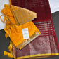 Pure Mangalgiri Red Yellow Saree with Stitched Blouse - SR001074