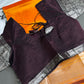 Pure Mangalgiri Brown Orange Saree with Stitched Blouse - SR001075