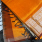 Pure Mangalgiri Brown Orange Saree with Stitched Blouse - SR001075