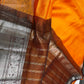 Pure Mangalgiri Brown Orange Saree with Stitched Blouse - SR001075