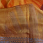 Pure Mangalgiri Brown Orange Saree with Stitched Blouse - SR001075