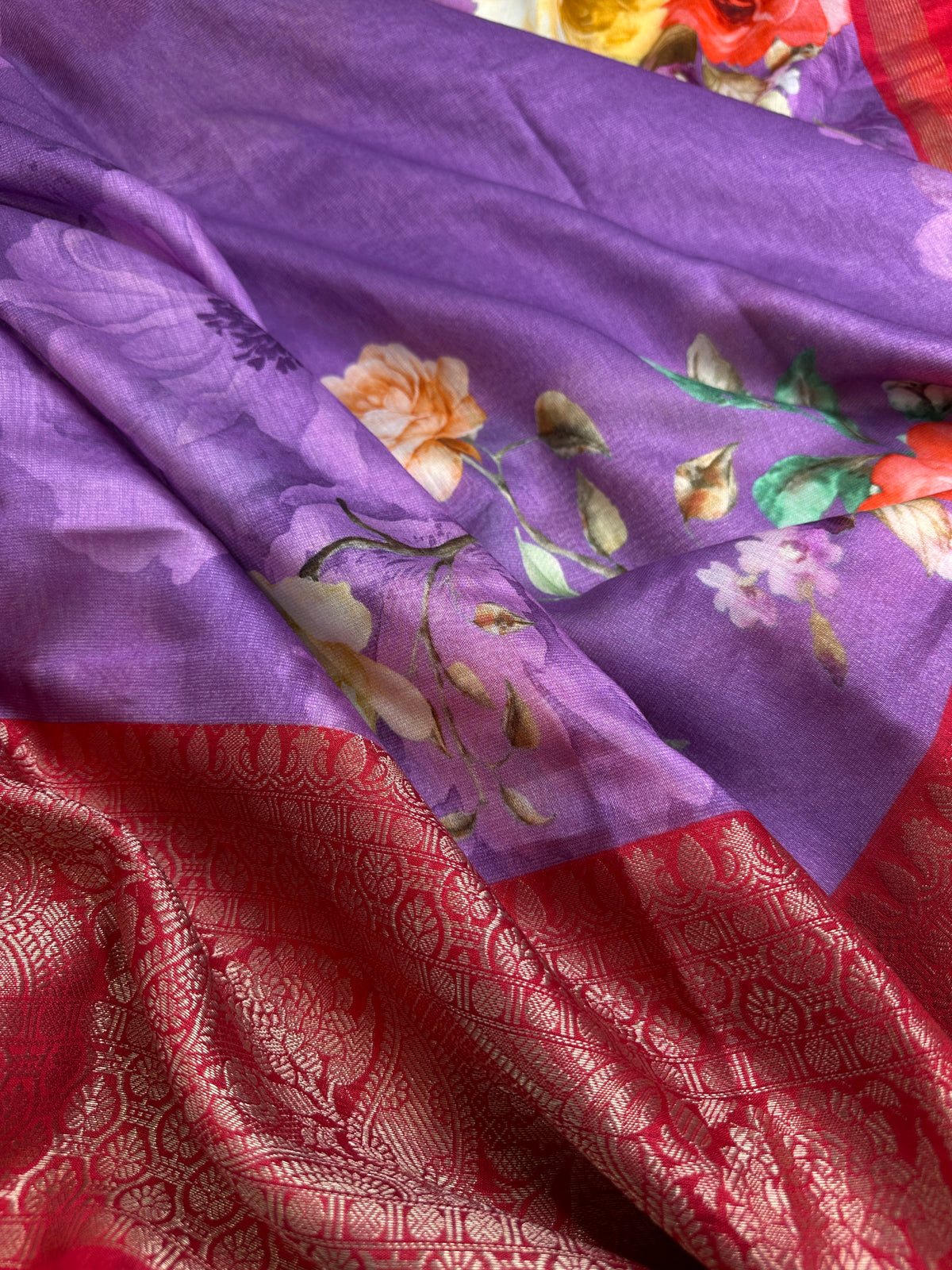 Lavender Chanderi Silk Saree with Mangalgiri Border - SR001077