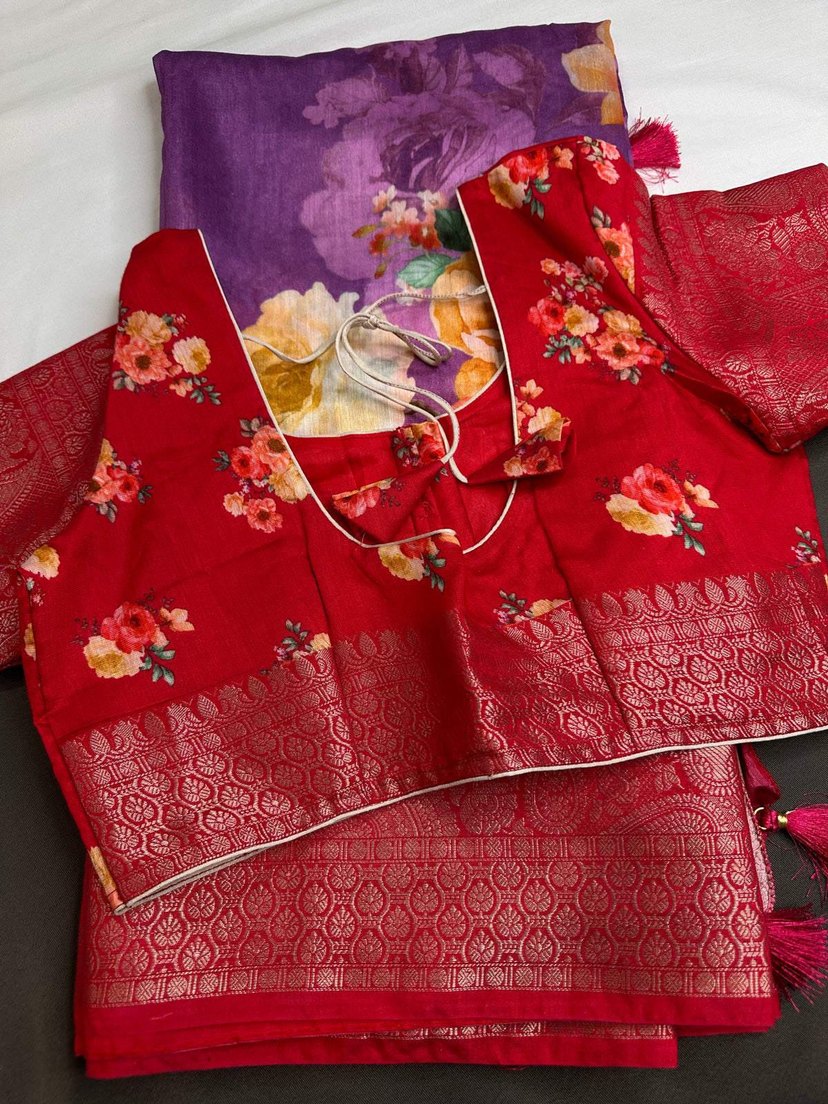 Lavender Chanderi Silk Saree with Mangalgiri Border - SR001077