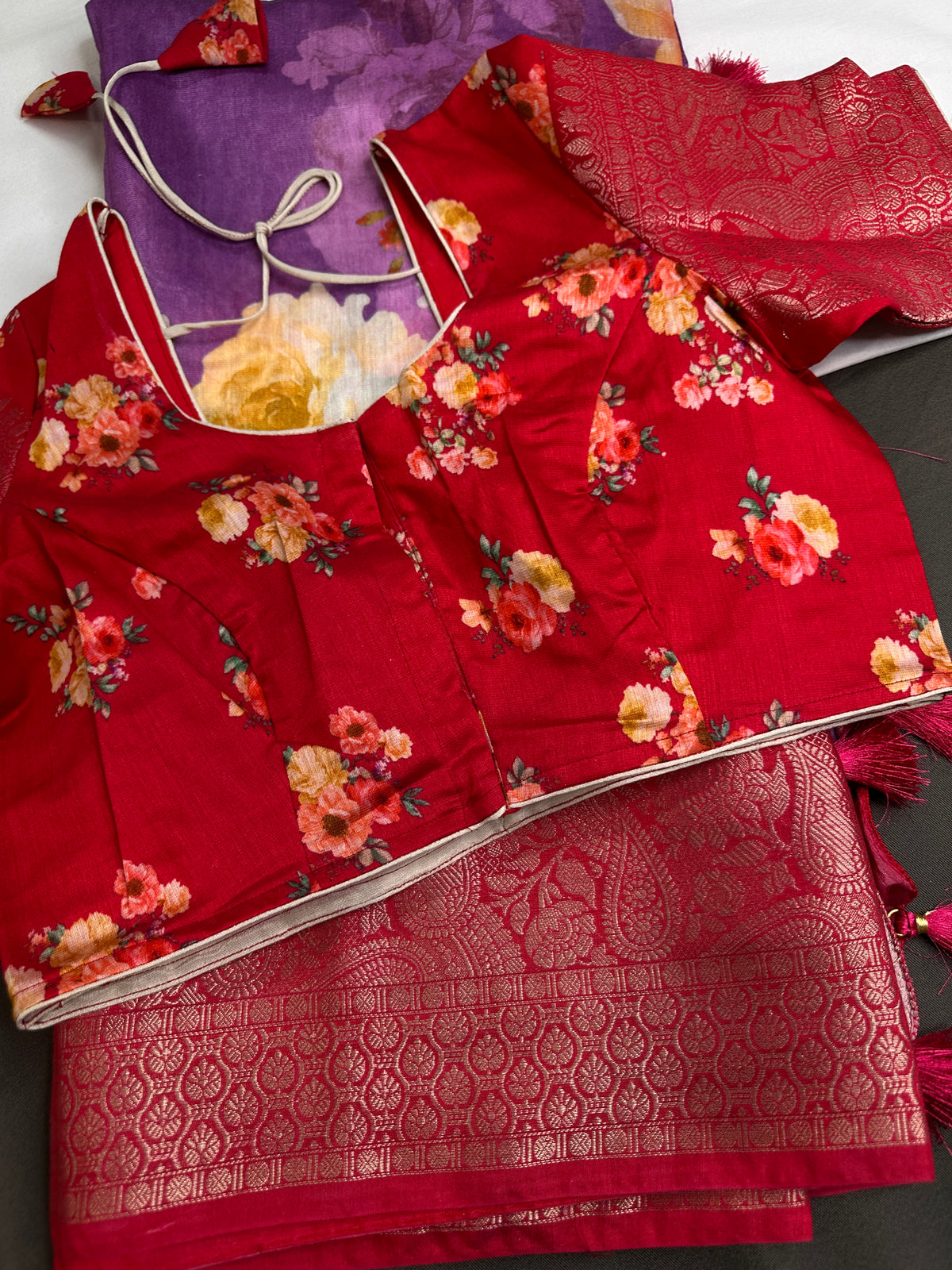 Lavender Chanderi Silk Saree with Mangalgiri Border - SR001077