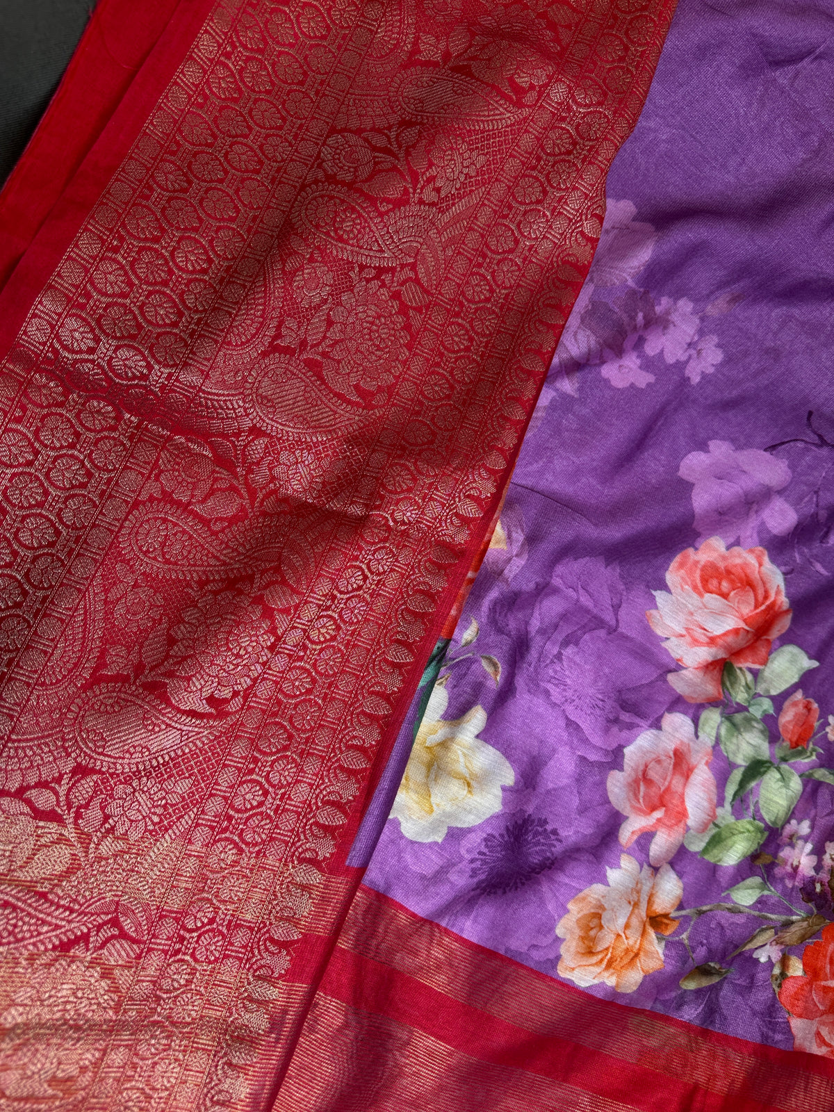Lavender Chanderi Silk Saree with Mangalgiri Border - SR001077