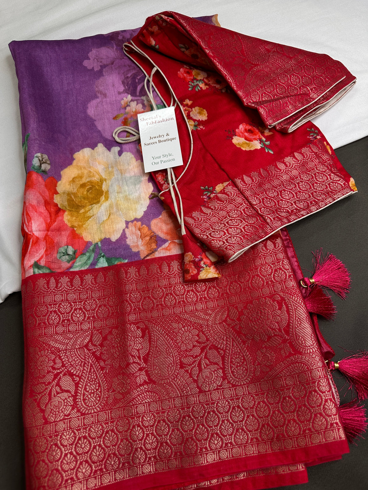 Lavender Chanderi Silk Saree with Mangalgiri Border - SR001077