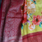 Yellow Green Chanderi Silk Saree with Mangalgiri Border - SR001078