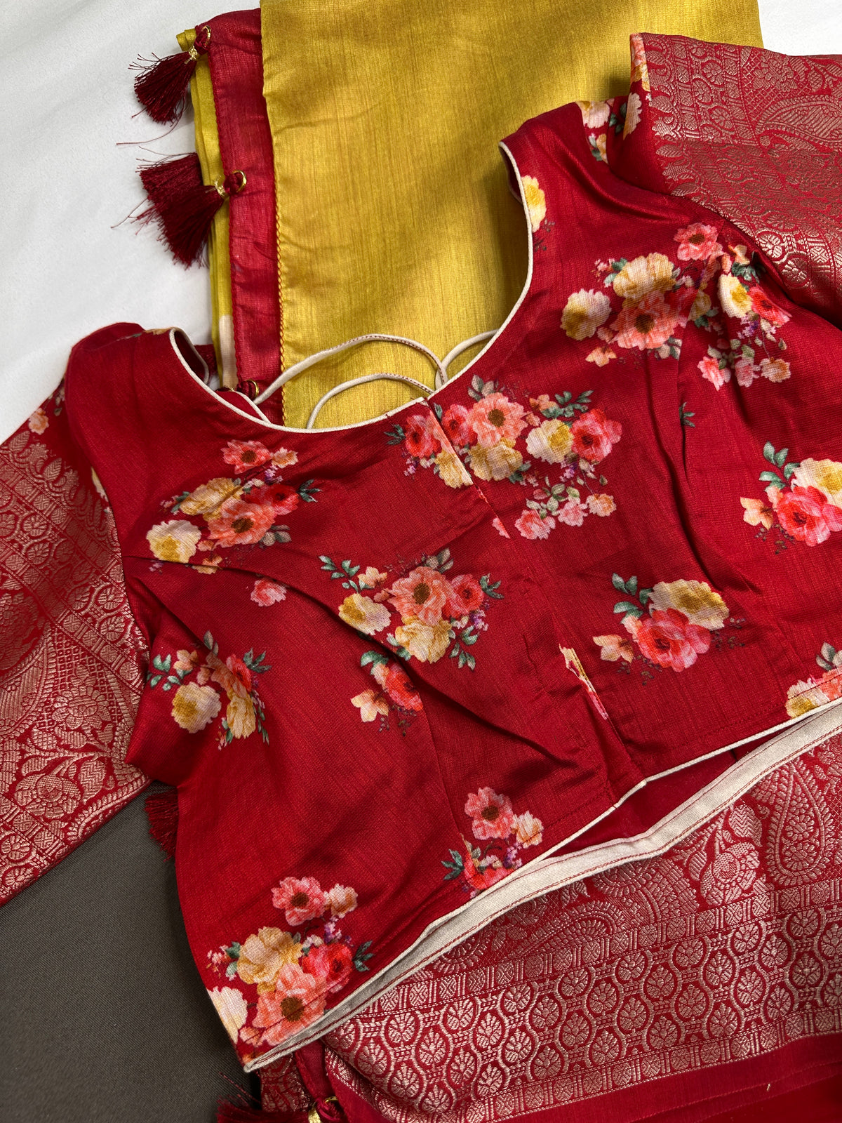 Yellow Green Chanderi Silk Saree with Mangalgiri Border - SR001078