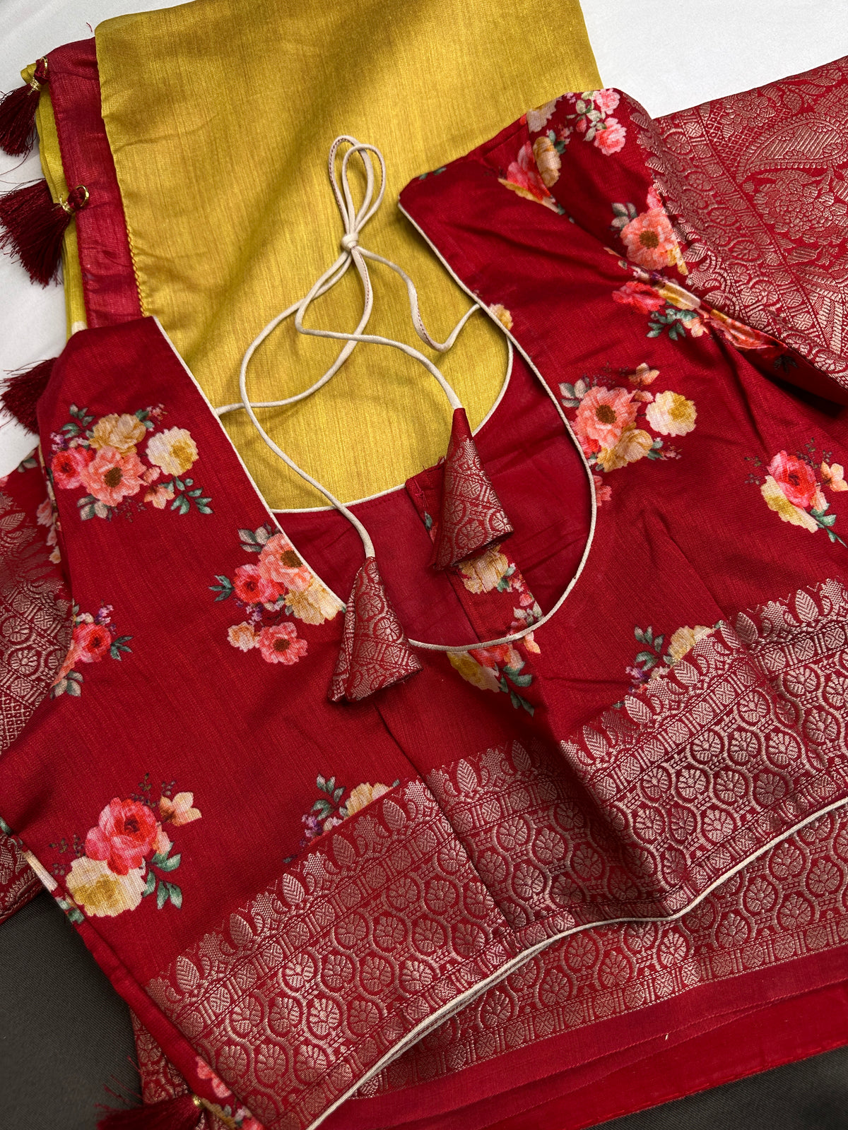 Yellow Green Chanderi Silk Saree with Mangalgiri Border - SR001078