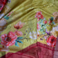Yellow Green Chanderi Silk Saree with Mangalgiri Border - SR001078
