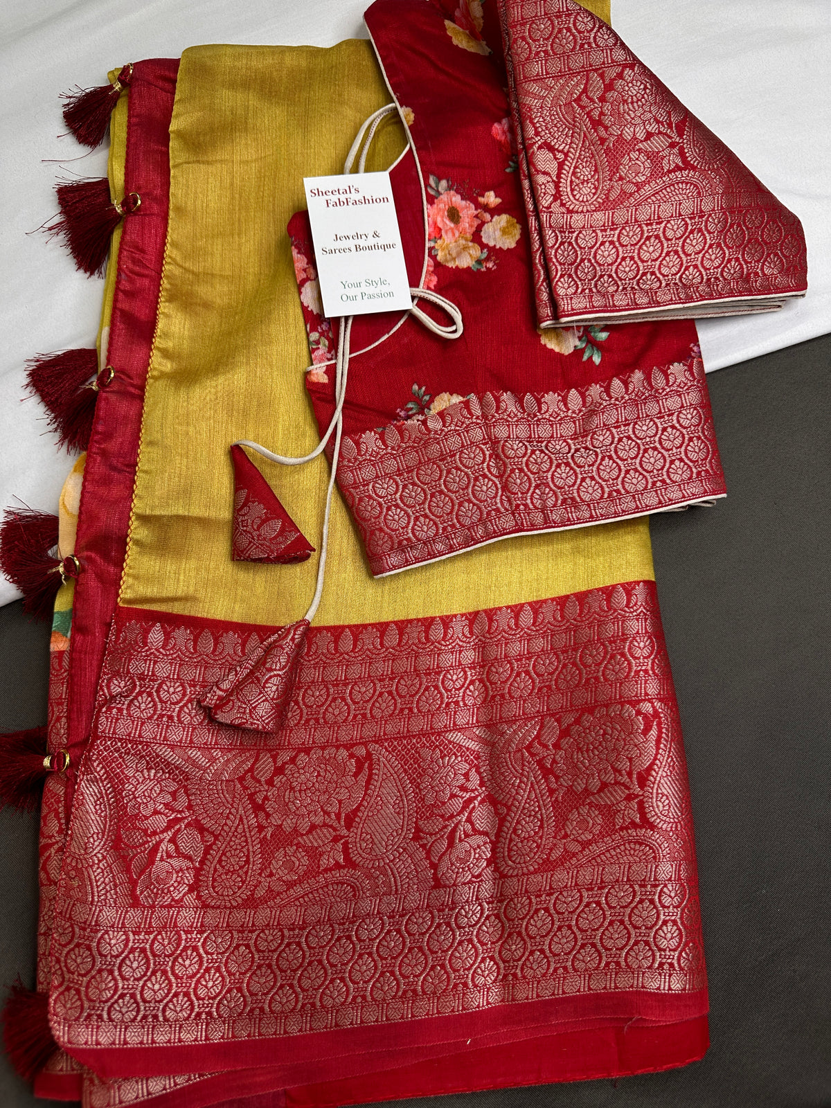 Yellow Green Chanderi Silk Saree with Mangalgiri Border - SR001078
