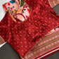 Red Multicolor Printed Saree with Mangalgiri Border - SR001080