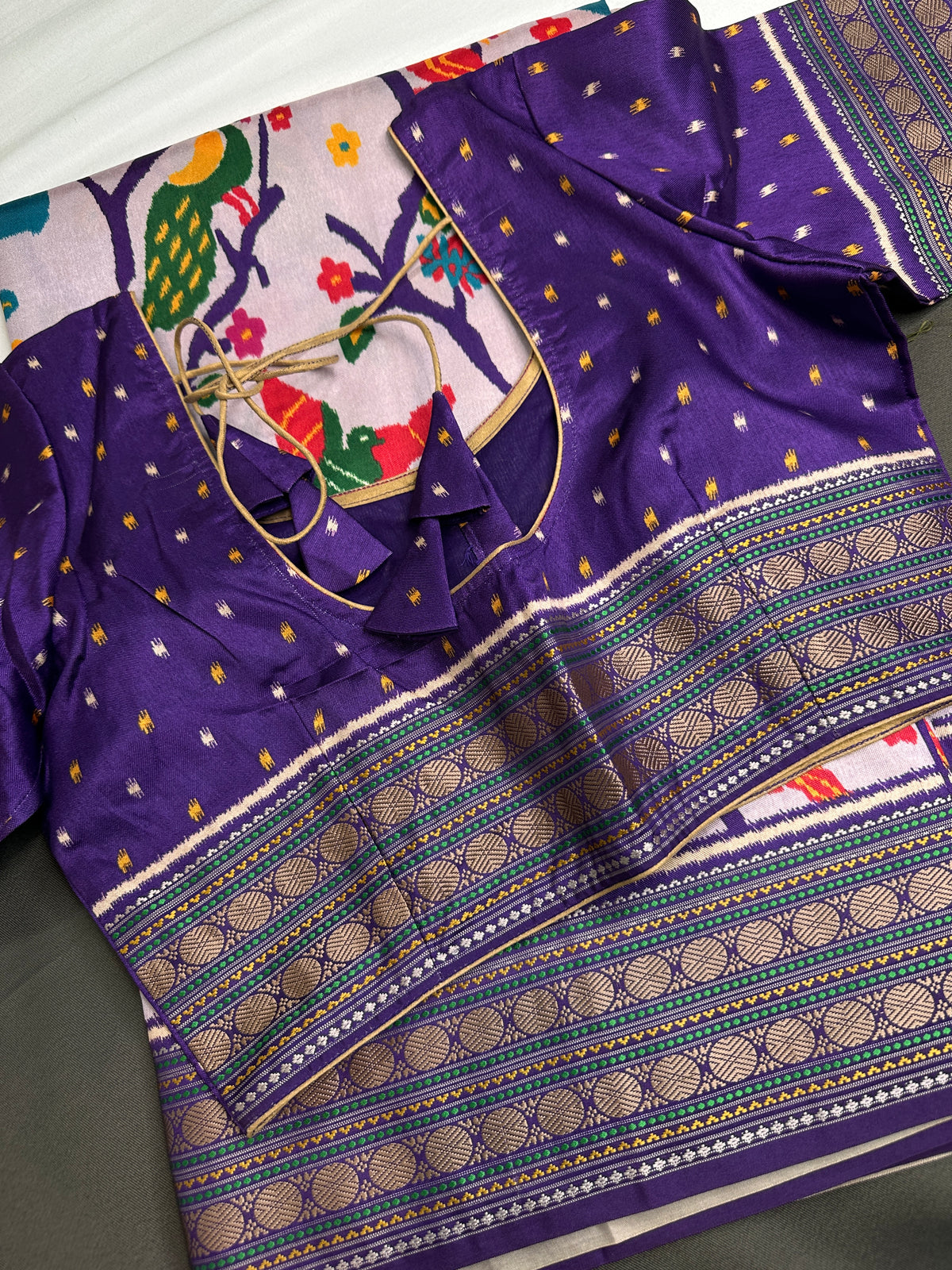 Purple Multicolor Printed Saree with Mangalgiri Border - SR001081