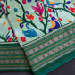Green Multicolor Printed Saree with Mangalgiri Border - SR001082