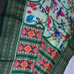 Green Multicolor Printed Saree with Mangalgiri Border - SR001082