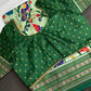 Green Multicolor Printed Saree with Mangalgiri Border - SR001082