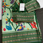 Green Multicolor Printed Saree with Mangalgiri Border - SR001082