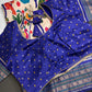 Blue Multicolor Printed Saree with Mangalgiri Border - SR001083