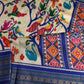 Blue Multicolor Printed Saree with Mangalgiri Border - SR001083