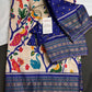 Blue Multicolor Printed Saree with Mangalgiri Border - SR001083