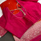 Orange Pink Semi Silk Saree with Stitched Blouse - SR001084