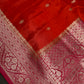 Orange Pink Semi Silk Saree with Stitched Blouse - SR001084