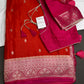 Orange Pink Semi Silk Saree with Stitched Blouse - SR001084