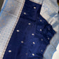 Blue Semi Silk Saree with Stitched Blouse - SR001085