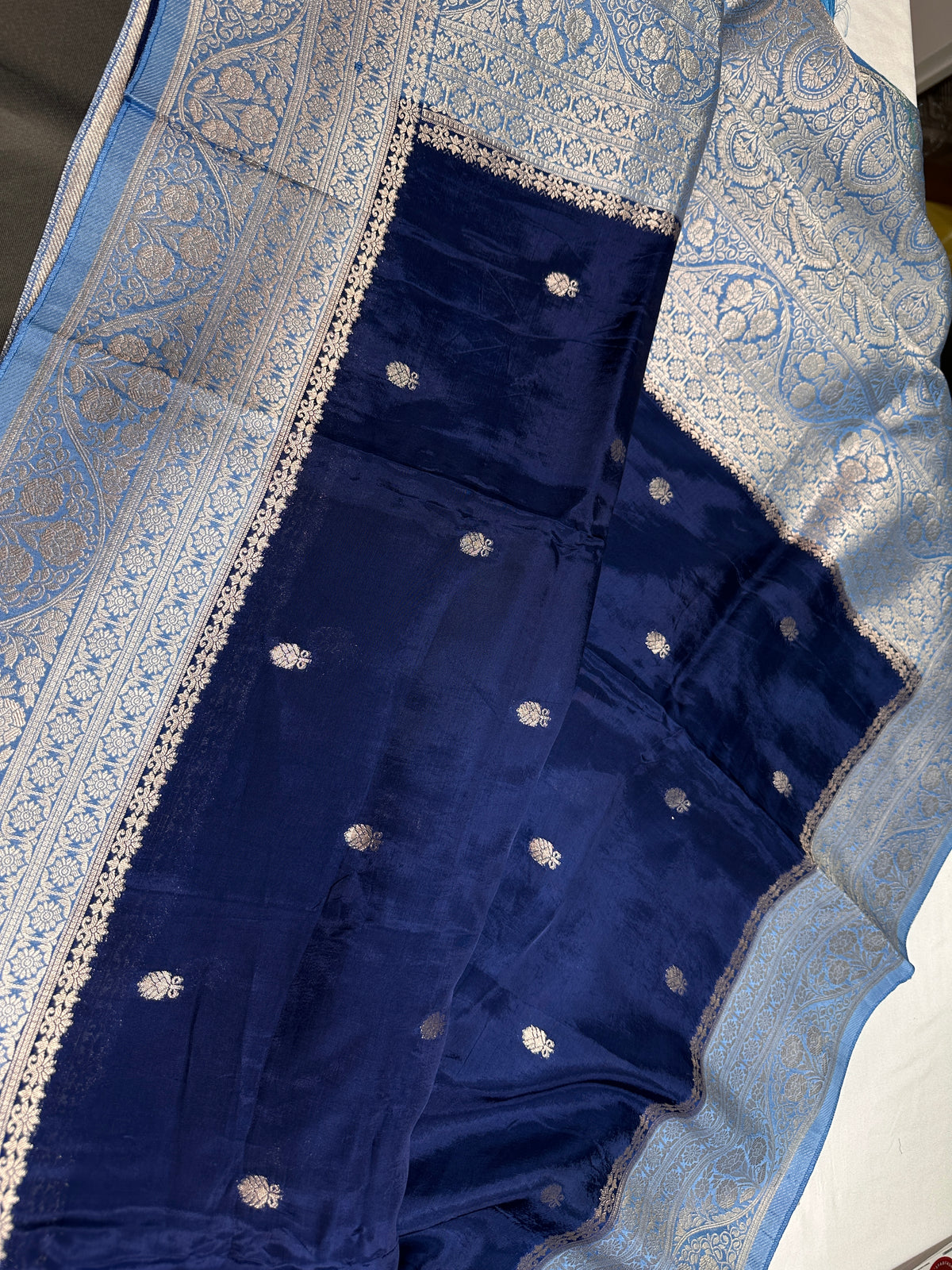 Blue Semi Silk Saree with Stitched Blouse - SR001085