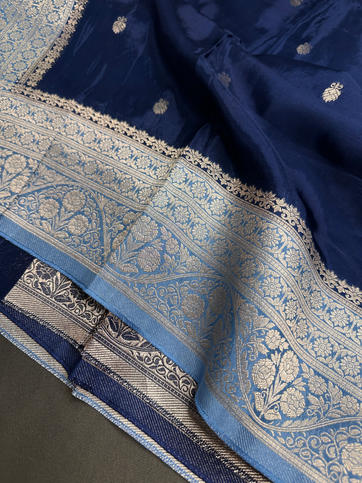 Blue Semi Silk Saree with Stitched Blouse - SR001085