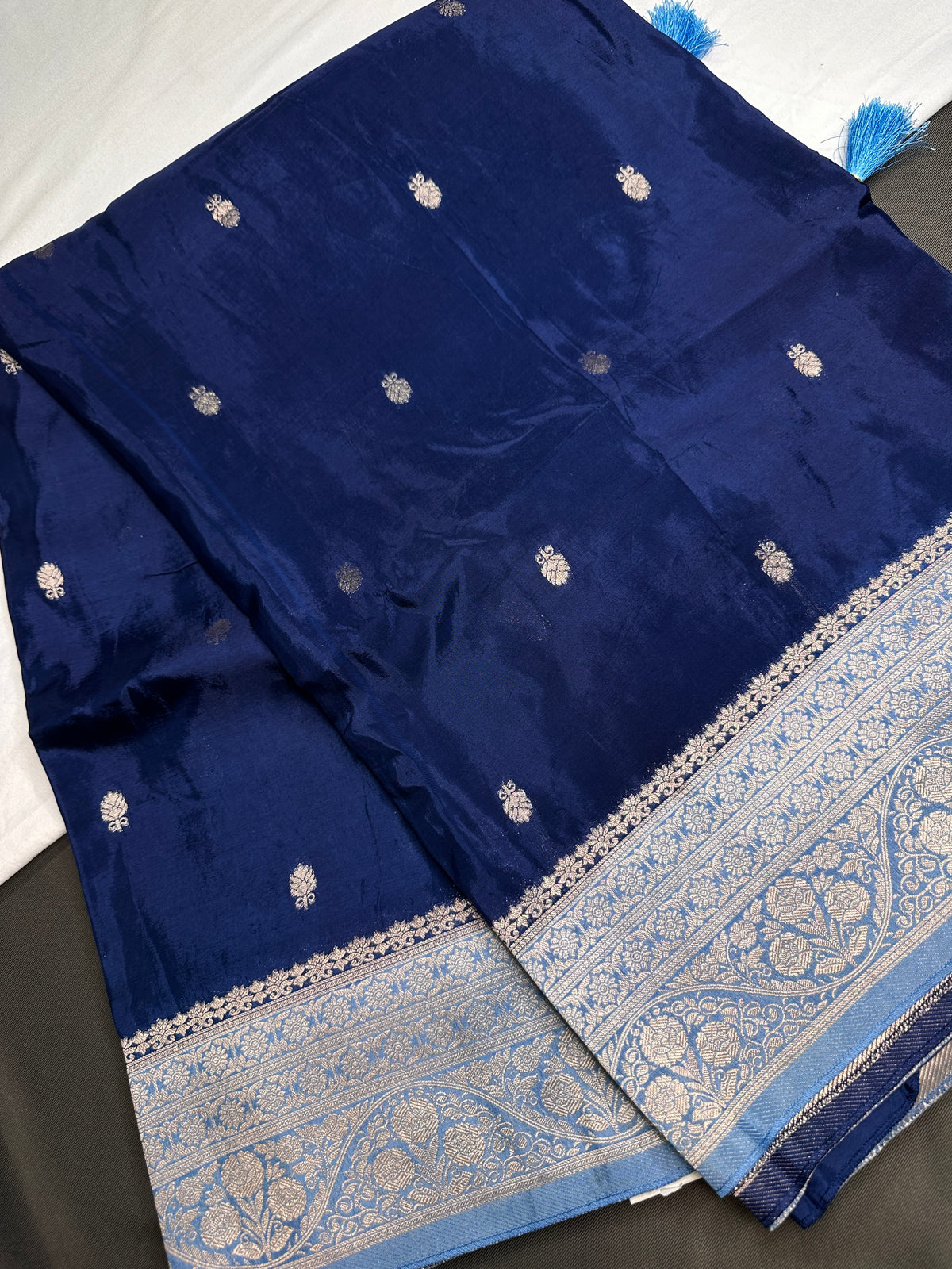 Blue Semi Silk Saree with Stitched Blouse - SR001085