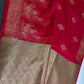 Pink Green Semi Kanchi Silk Saree with Stitched Blouse - SR001086
